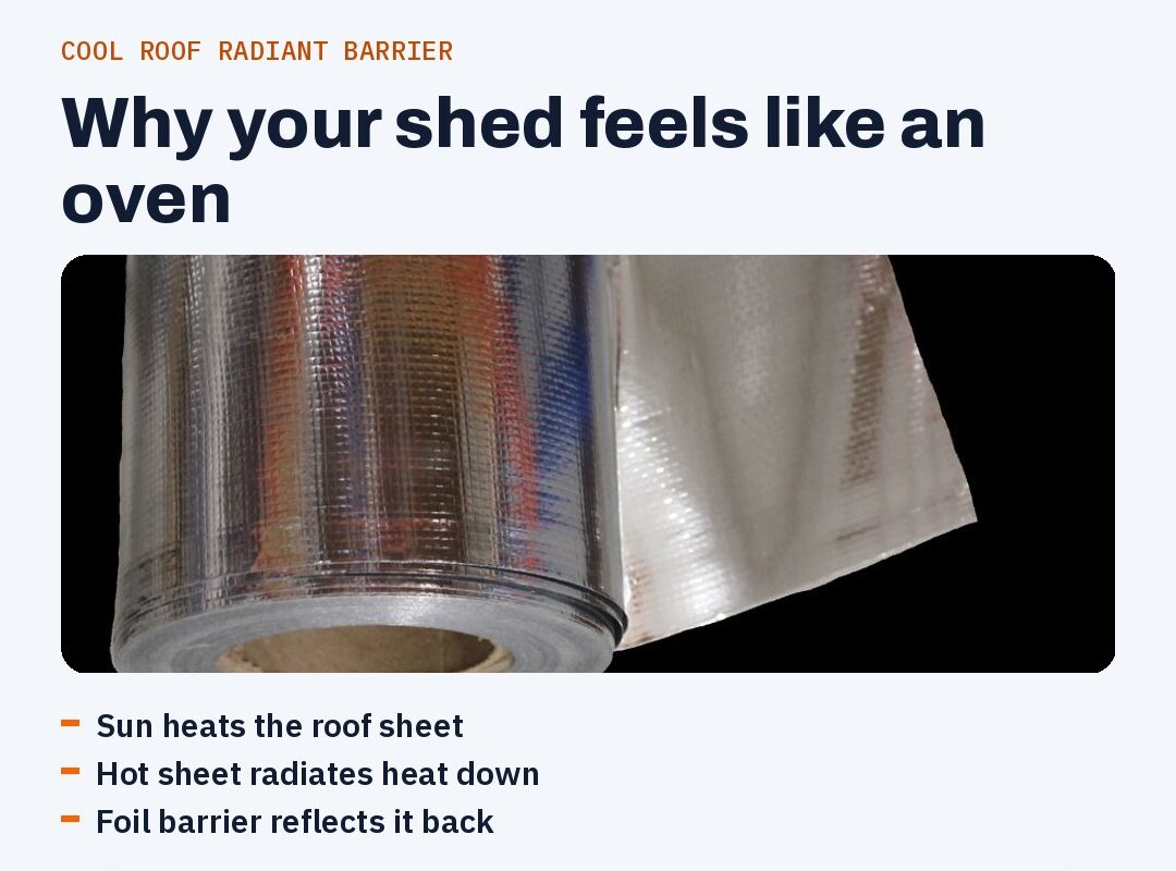 Why metal-roof sheds get so hot, and how a radiant barrier fixes it